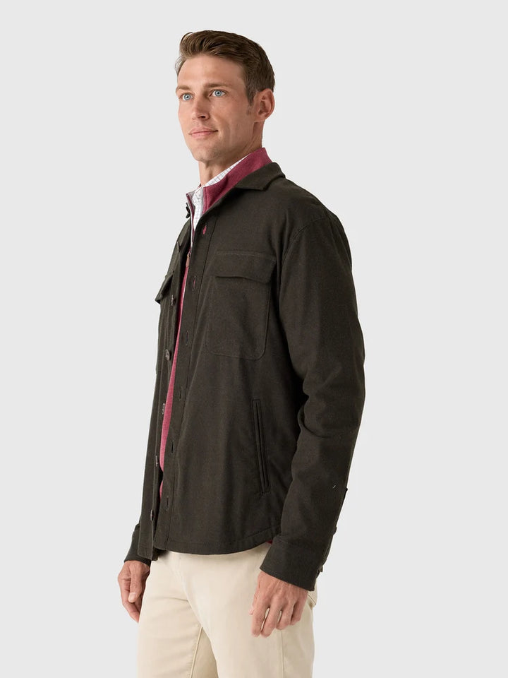 Johnnie-O Brushed Shacket: Moss