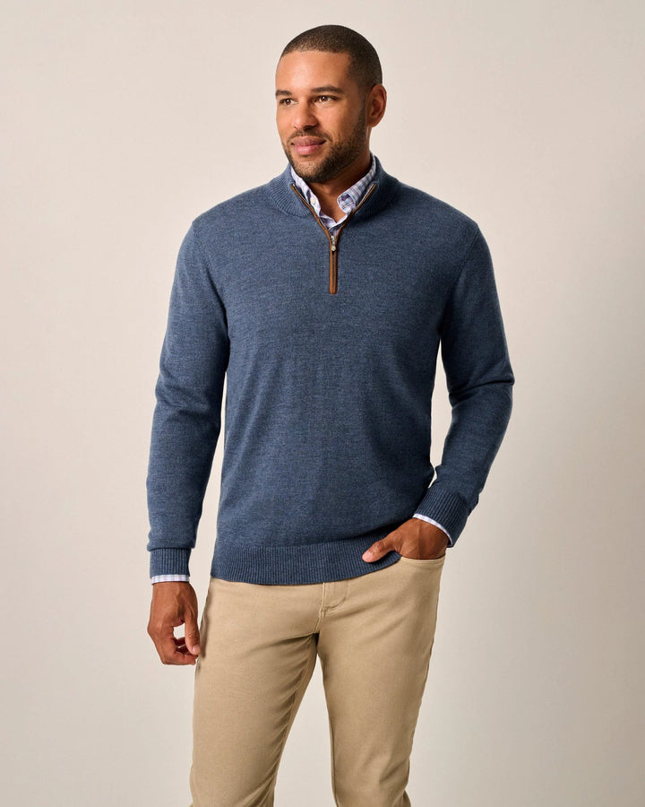 Johnnie-O Raynor Merino 1/4 Zip Sweater: Laguna Blue