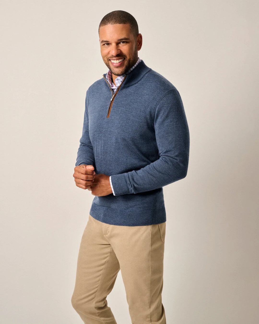 Johnnie-O Raynor Merino 1/4 Zip Sweater: Laguna Blue