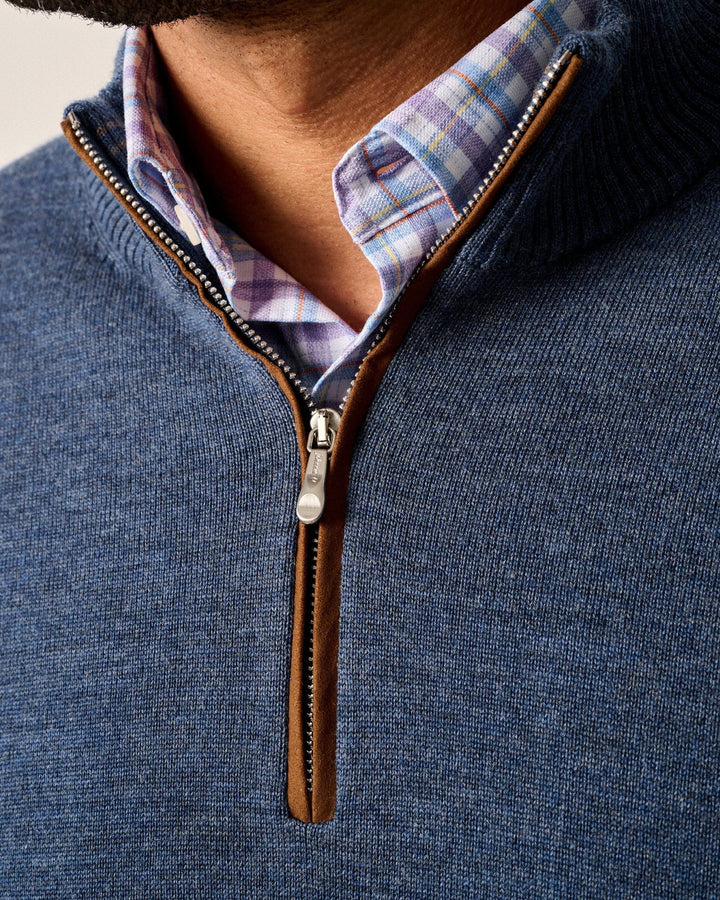 Johnnie-O Raynor Merino 1/4 Zip Sweater: Laguna Blue