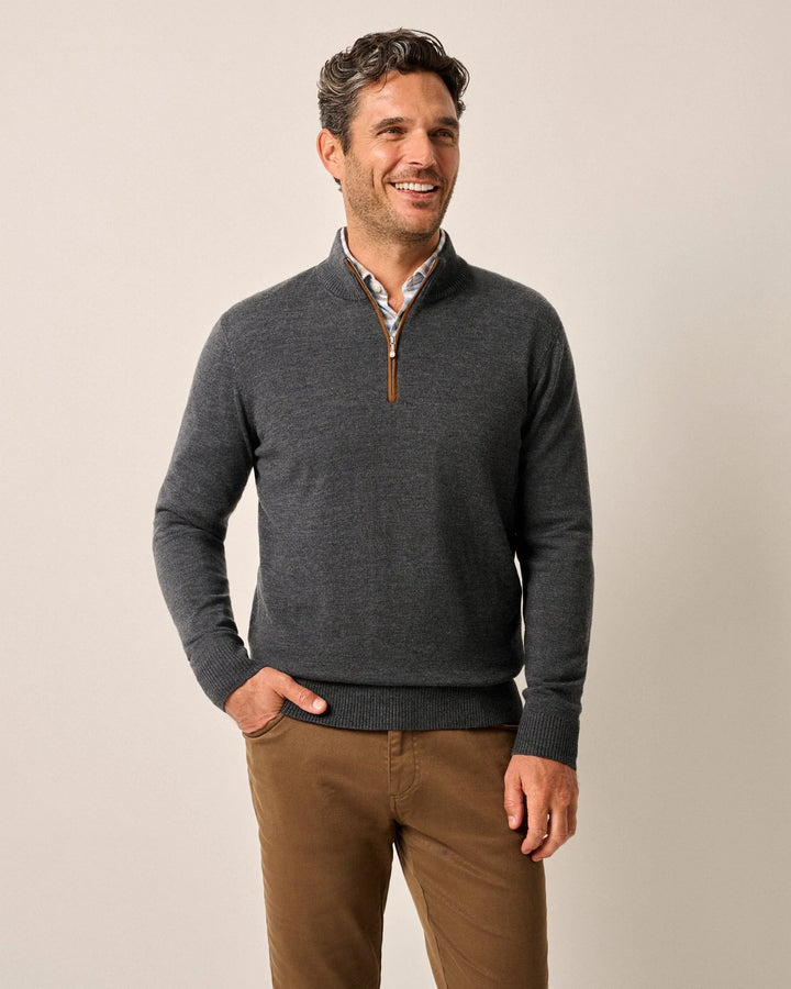 Johnnie-O Raynor Merino 1/4 Zip Sweater: Smoke