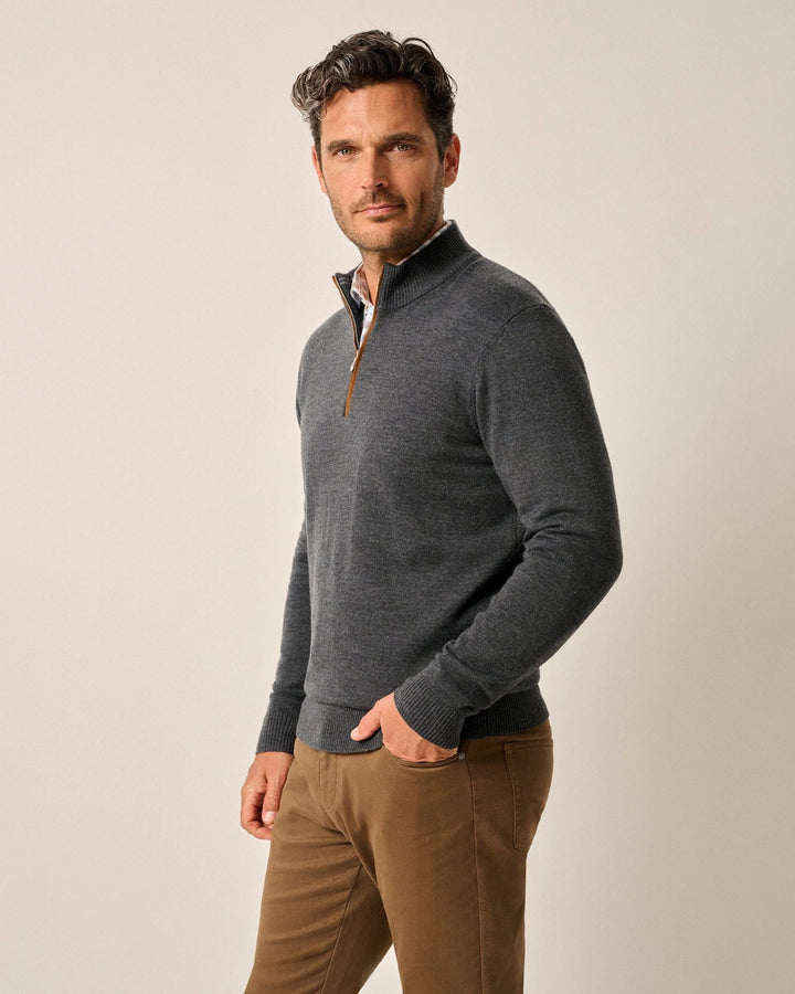 Johnnie-O Raynor Merino 1/4 Zip Sweater: Smoke