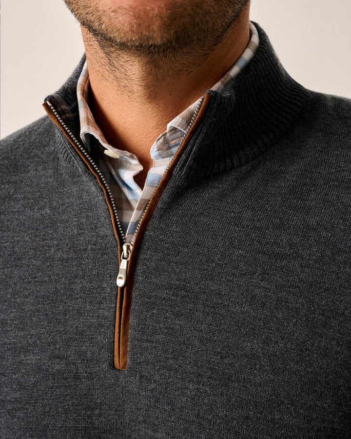 Johnnie-O Raynor Merino 1/4 Zip Sweater: Smoke