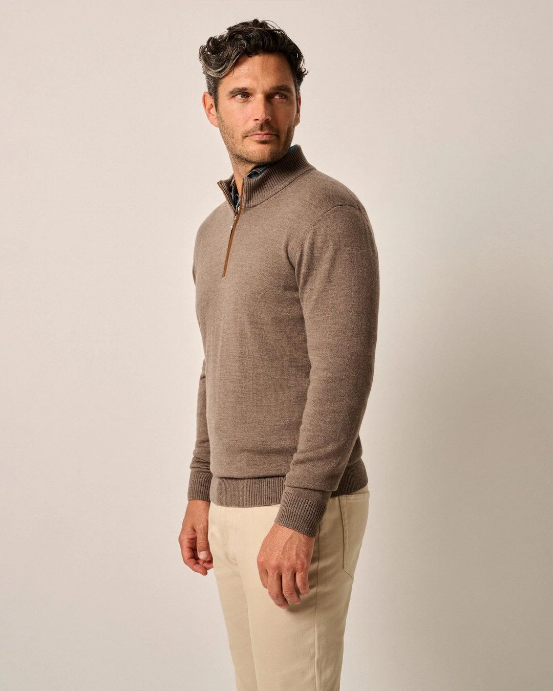 Johnnie-O Raynor Merino 1/4 Zip Sweater: Walnut