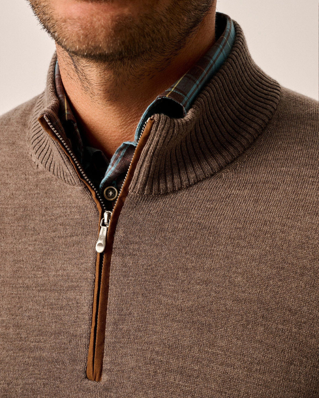 Johnnie-O Raynor Merino 1/4 Zip Sweater: Walnut