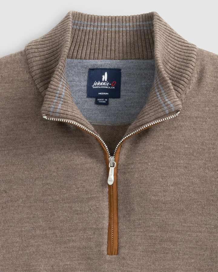 Johnnie-O Raynor Merino 1/4 Zip Sweater: Walnut