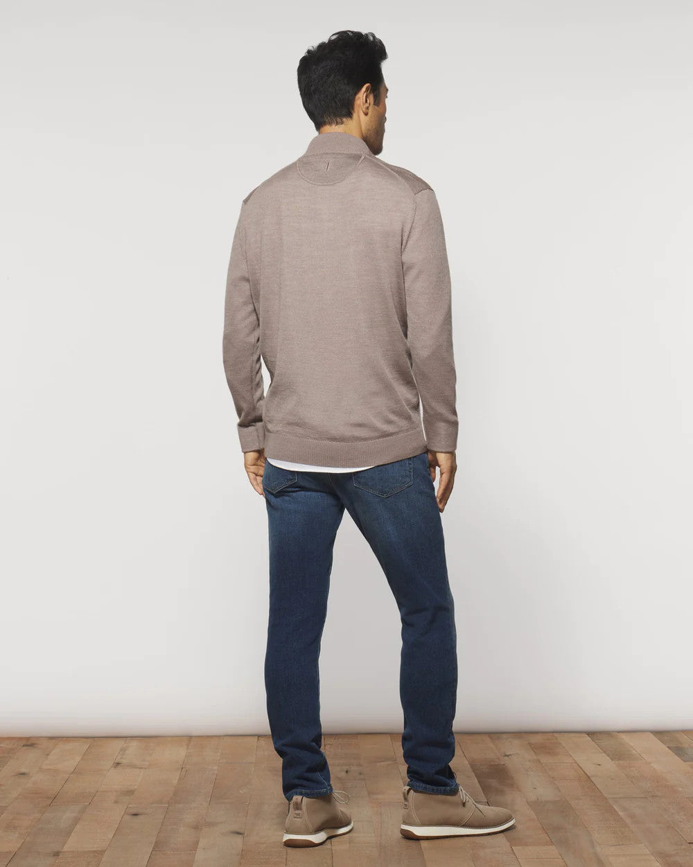 Johnnie-O: Baron Wool Blend 1/4 Zip Pullover Sweater: Oatmeal