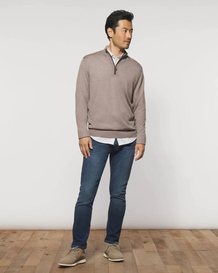 Johnnie-O: Baron Wool Blend 1/4 Zip Pullover Sweater: Oatmeal