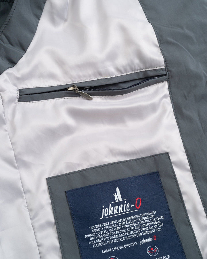 Johnnie-O Juno Apo Quilted Button Up Vest: Graphite