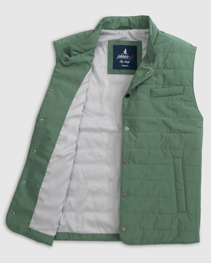 Johnnie-O Juno Apo Quilted Button Up Vest: Sage