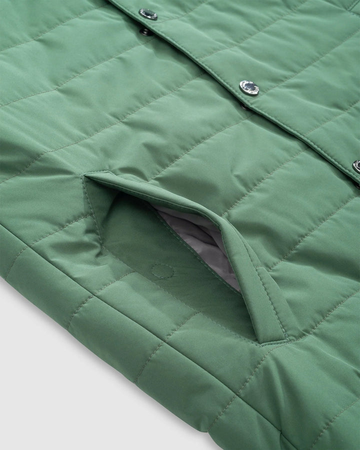 Johnnie-O Juno Apo Quilted Button Up Vest: Sage