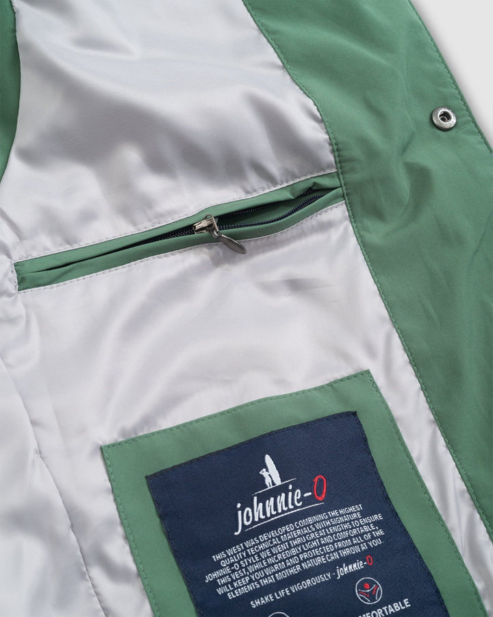 Johnnie-O Juno Apo Quilted Button Up Vest: Sage