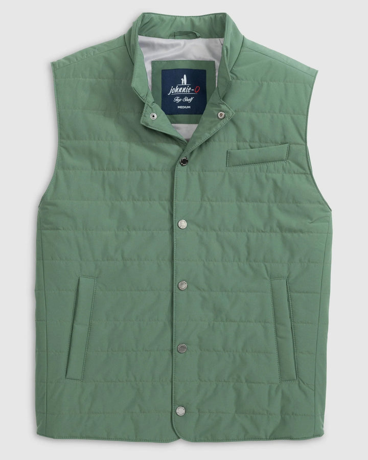 Johnnie-O Juno Apo Quilted Button Up Vest: Sage