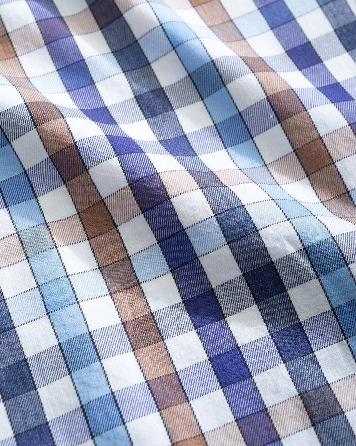 Johnnie-O Tucked Cotton Blend Button Up Shirt - Dartmouth: Laguna Blue