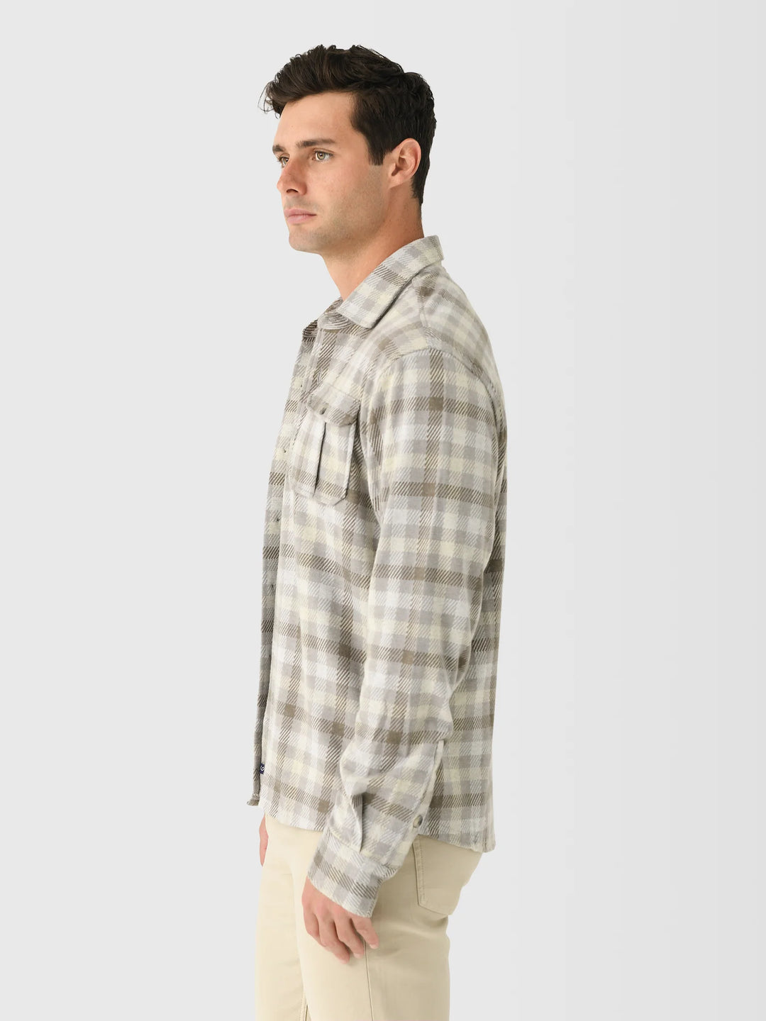 Johnnie-O Marcelo Brushed Knit Button-Up Shirt: Light Gray