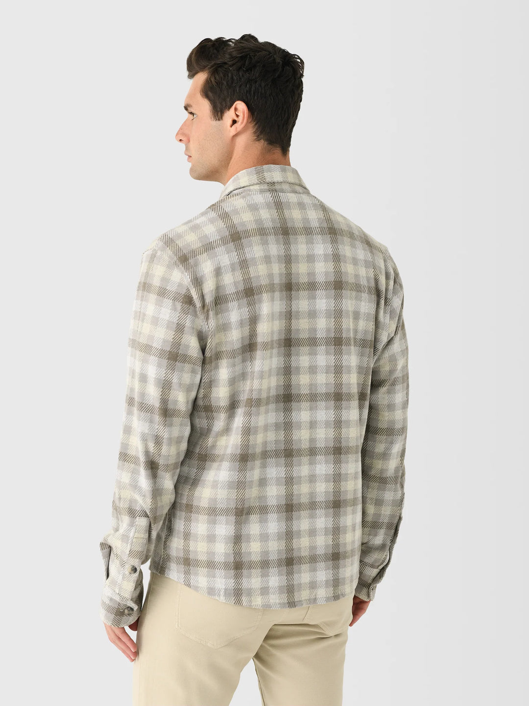 Johnnie-O Marcelo Brushed Knit Button-Up Shirt: Light Gray