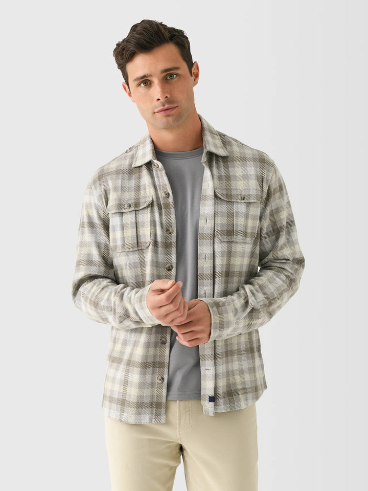 Johnnie-O Marcelo Brushed Knit Button-Up Shirt: Light Gray