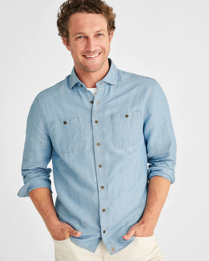 Johnnie-O Morgan Chambray Button Up Shirt: Chambray
