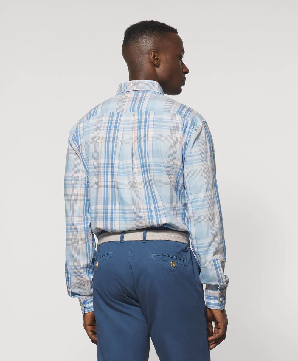 Johnnie-O Kiffin Performance Button Up Shirt: Maliblu