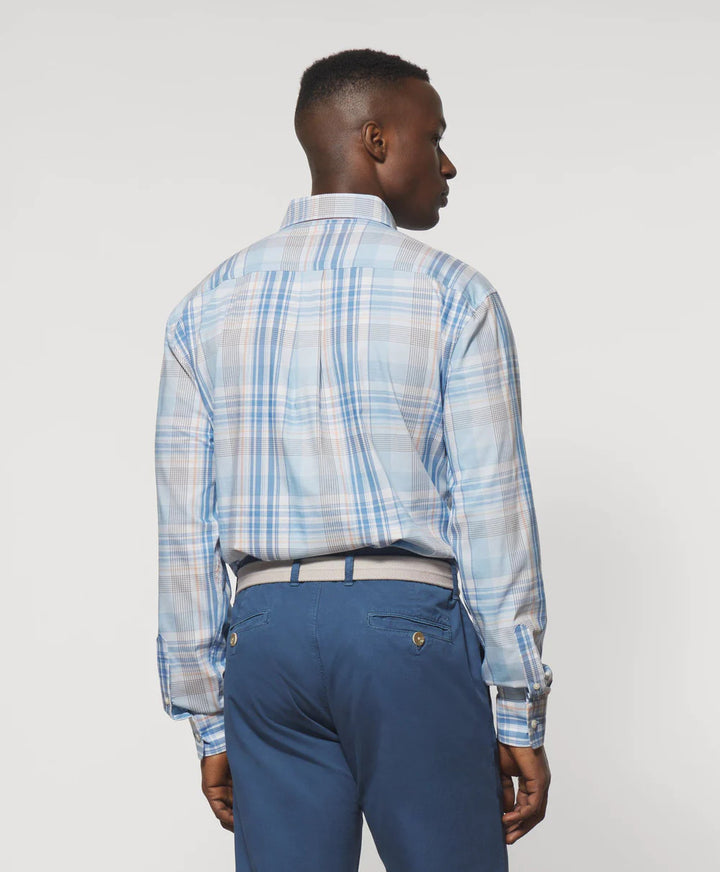 Johnnie-O Kiffin Performance Button Up Shirt: Maliblu