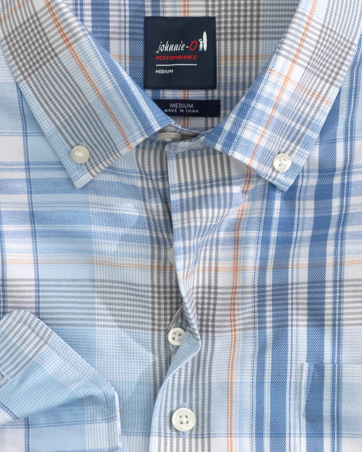 Johnnie-O Kiffin Performance Button Up Shirt: Maliblu