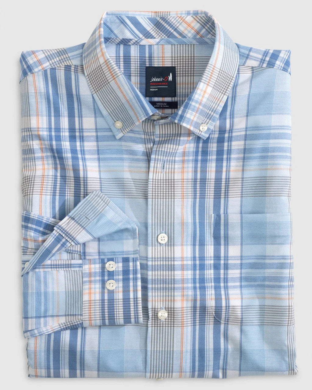 Johnnie-O Kiffin Performance Button Up Shirt: Maliblu