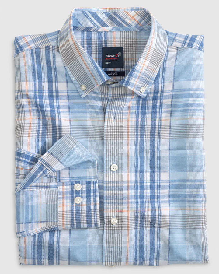 Johnnie-O Kiffin Performance Button Up Shirt: Maliblu