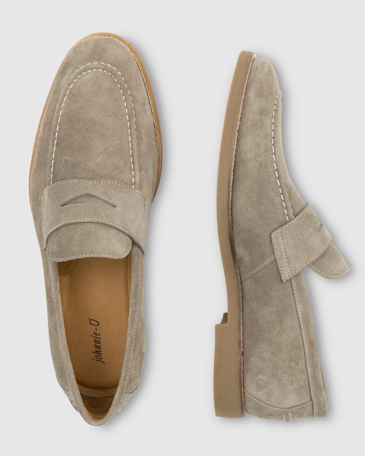 Johnnie-O J-Flex Suede Penny Loafer: Stone