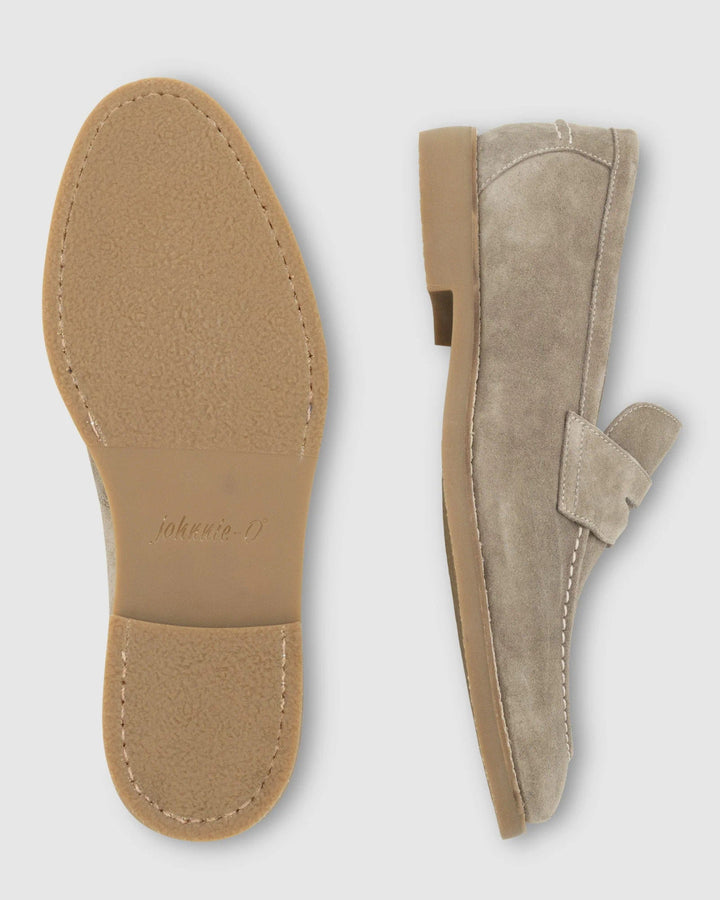 Johnnie-O J-Flex Suede Penny Loafer: Stone