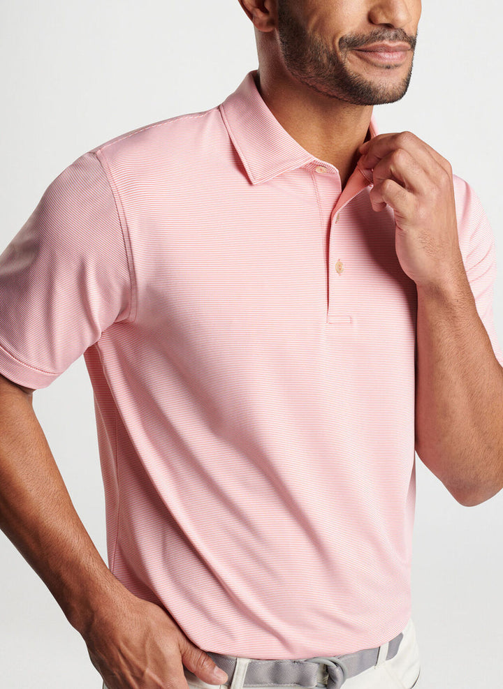 Peter Millar Jubilee Stripe Performance Polo: Grapefruit