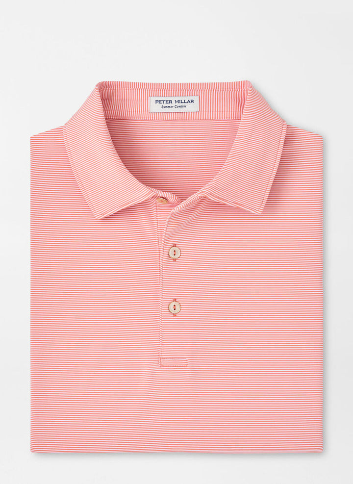 Peter Millar Jubilee Stripe Performance Polo: Grapefruit