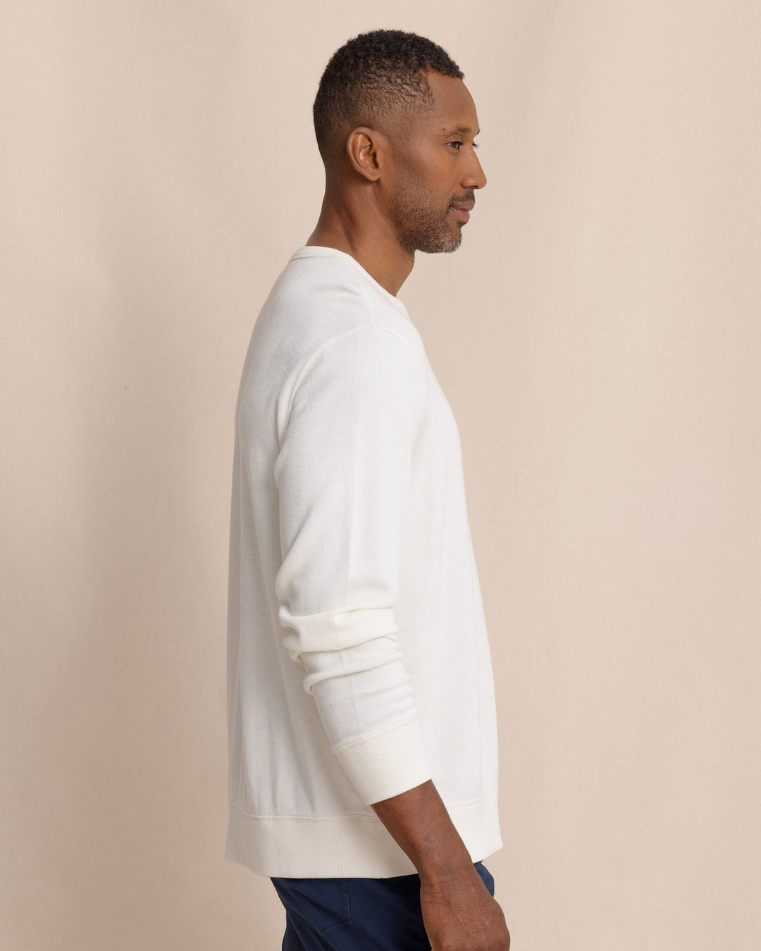 Southern Tide Long Sleeve East Bay Crew: Sand White