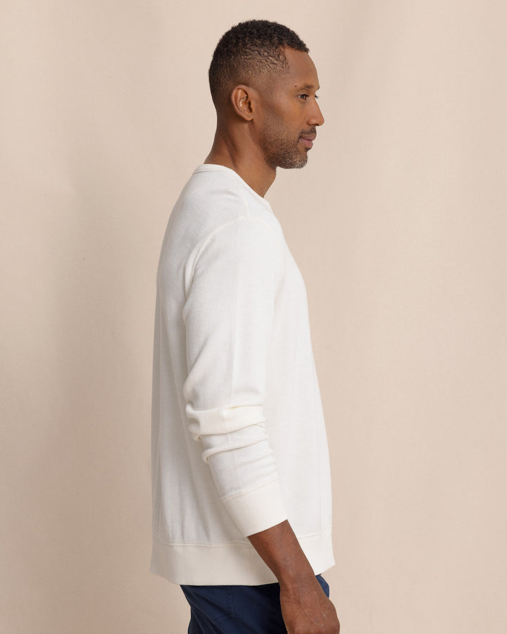 Southern Tide Long Sleeve East Bay Crew: Sand White