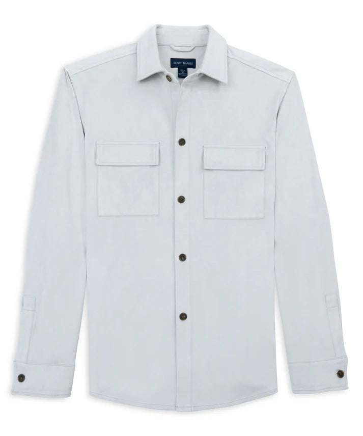 Scott Barber Micro Suede Shirt Jacket: Cement