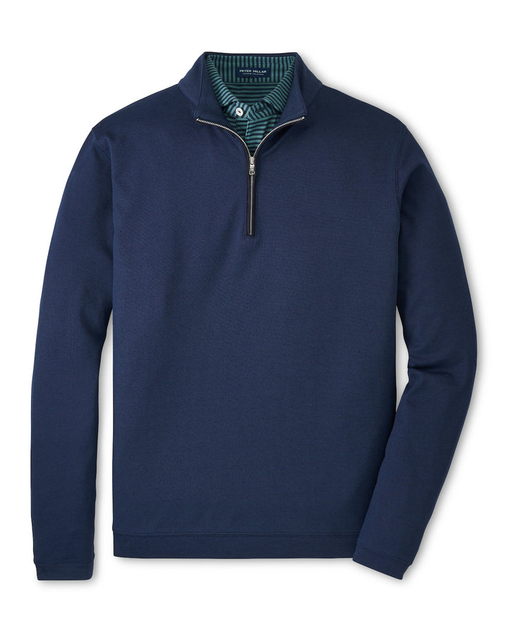 Peter Millar Albatross Cotton-Blend Piqué Quarter-Zip: Navy