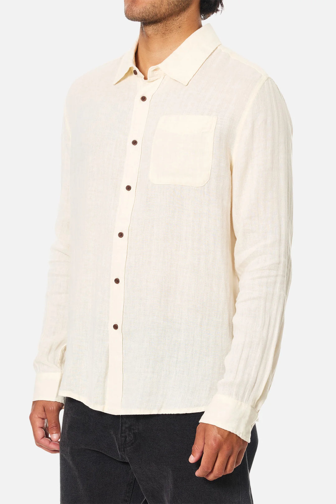 Katin Alan Solid Long Sleeve Shirt: Vintage White