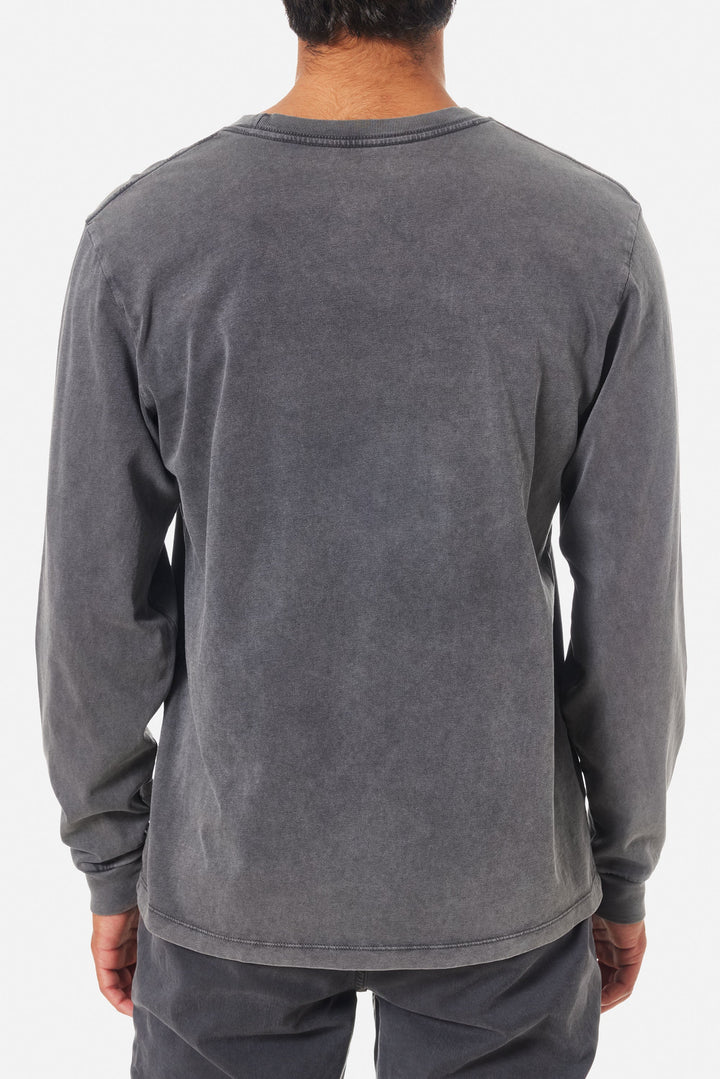 Katin Base Long Sleeve Tee: Black Sand Wash