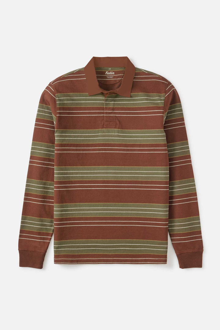 Katin Greg Long Sleeve Rugby Polo: Mahogany
