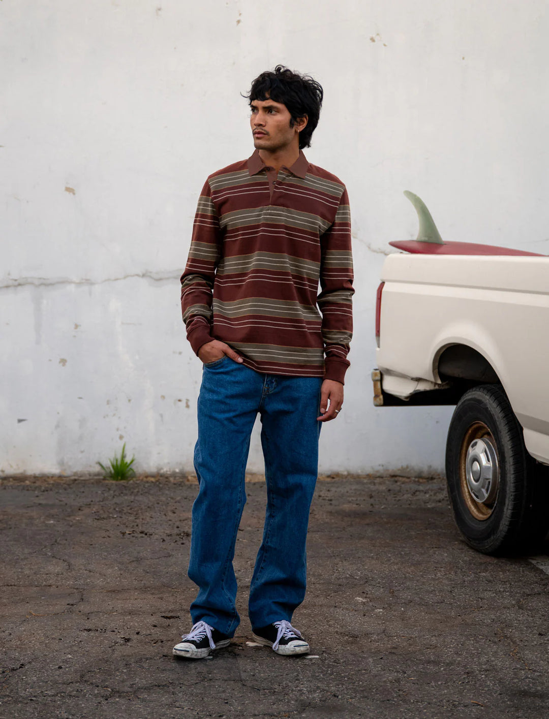 Katin Greg Long Sleeve Rugby Polo: Mahogany