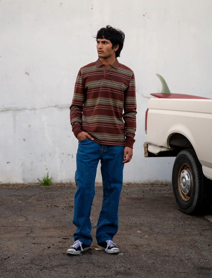 Katin Greg Long Sleeve Rugby Polo: Mahogany