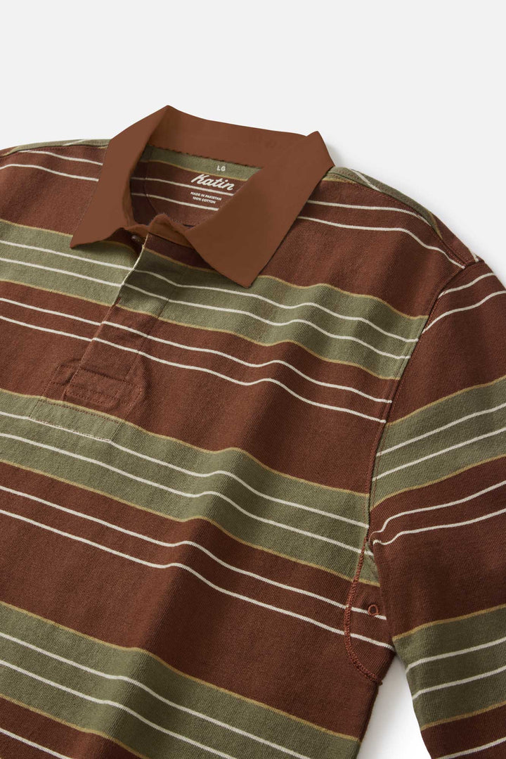 Katin Greg Long Sleeve Rugby Polo: Mahogany