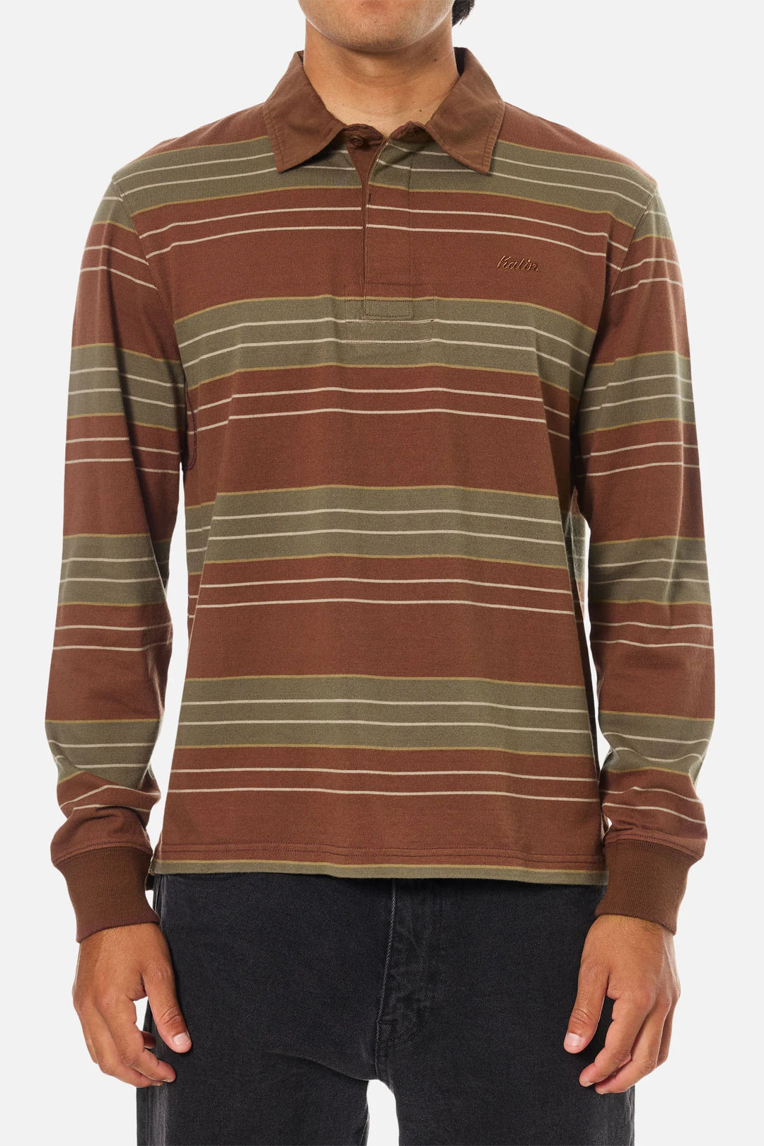 Katin Greg Long Sleeve Rugby Polo: Mahogany