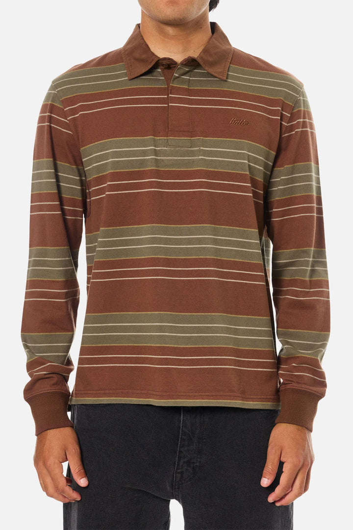 Katin Greg Long Sleeve Rugby Polo: Mahogany