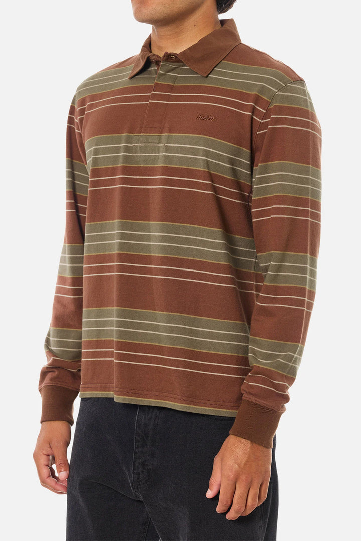 Katin Greg Long Sleeve Rugby Polo: Mahogany