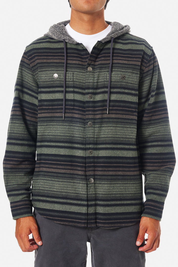 Katin Harold Stripe Hooded Flannel: Sea Gray