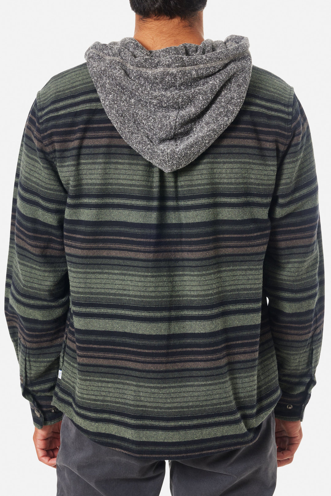 Katin Harold Stripe Hooded Flannel: Sea Gray