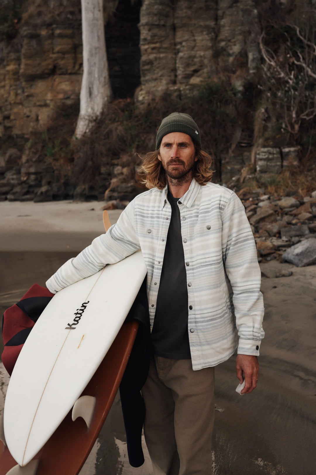 Katin Harold Stripe Jacket: Dusty Blue