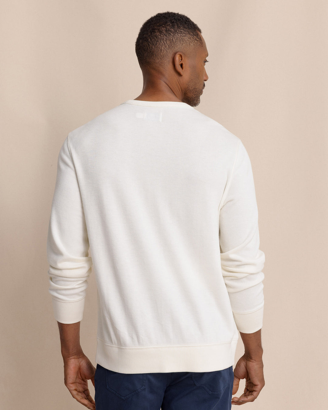 Southern Tide Long Sleeve East Bay Crew: Sand White