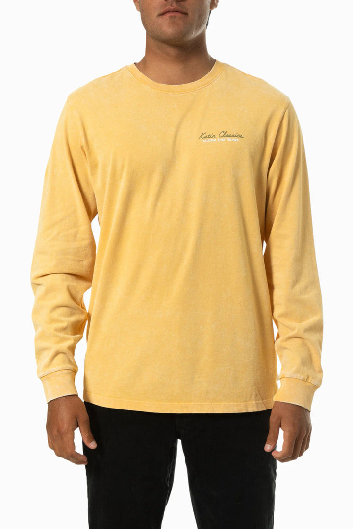 Katin Goner Long Sleeve T-Shirt: Corn Silk Sand Wash