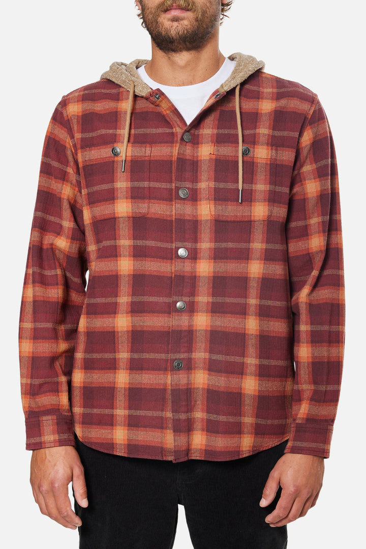 Katin Harold Hooded Flannel: Kelp Red